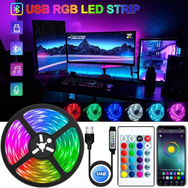 LED Strip Lights With Remote Control   LED Strip Light USB Bluetooth RGB 5V LED RGB Lights Flexible LED Lamp Tape Ribbon RGB TV Desktop Screen BackLight Diode  640x640 